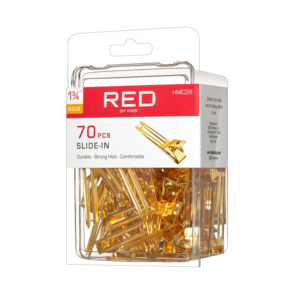 RED Double Prong Slide In Clips 1-3/4" 70 pcs Gold
