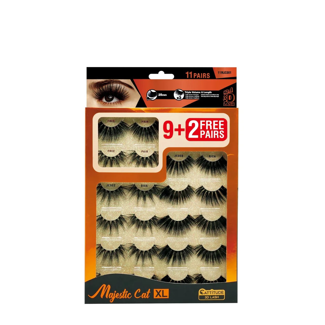 EBIN 11 Pairs Mega Lash Majestic Cat