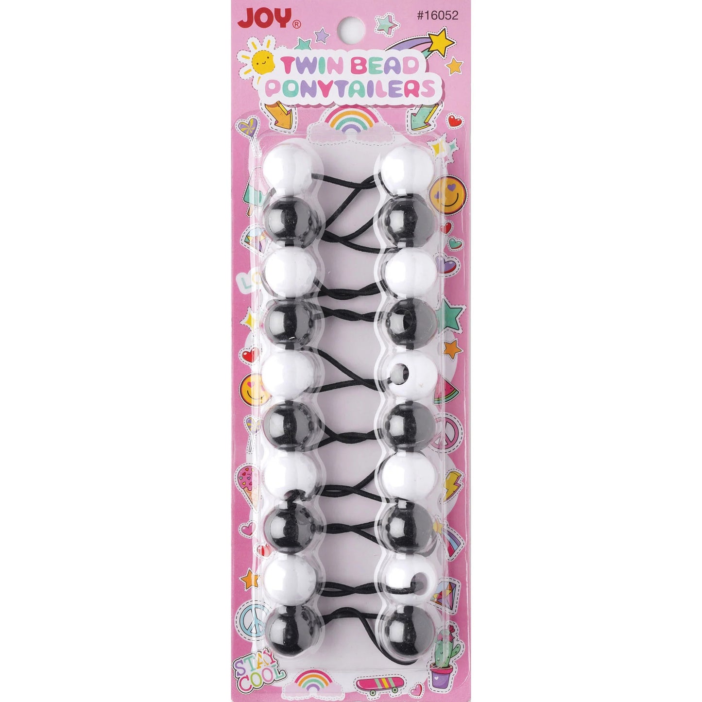 Joy Twin Beads Ponytailers Bobos 20mm 16052 Black & White