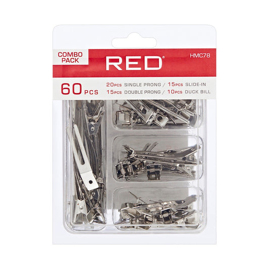 RED Metal Clip Combination 60 pcs Silver
