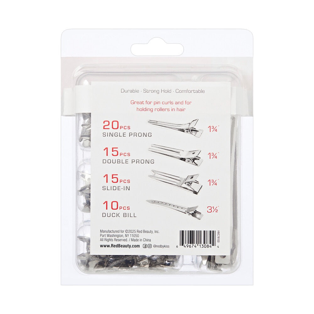 RED Metal Clip Combination 60 pcs Silver