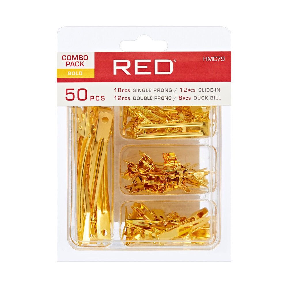 RED Metal Clip Combination 50 pcs Gold