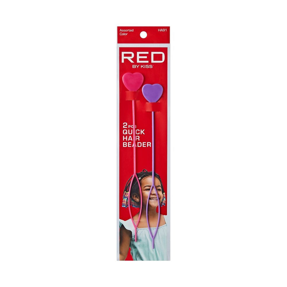 RED Hair Beads Hair Beader 2pcs Assorted