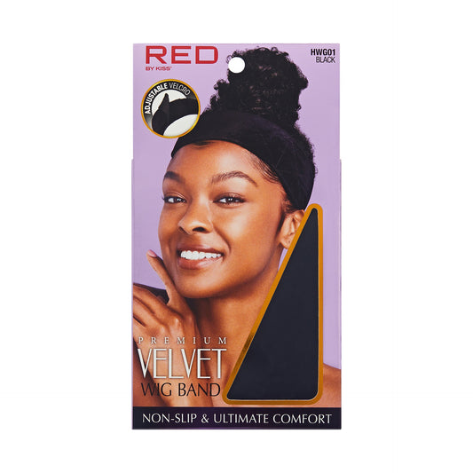 Red Premium Velvet Wig Band - Black
