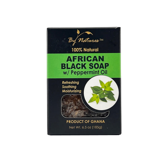 By Natures African Black Soap With Peppermint Oil 6.5 oz