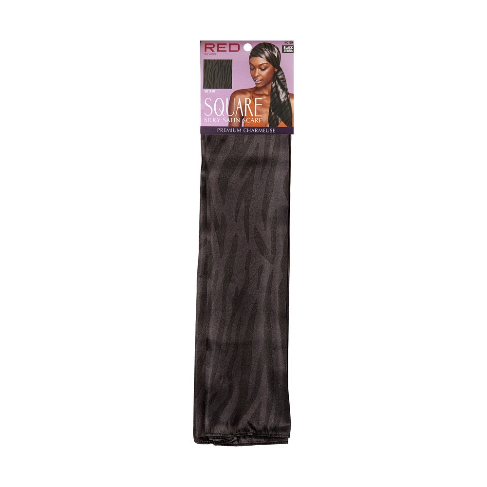 RED Woven Silky Satin Wrap Scarf - Black Zebra