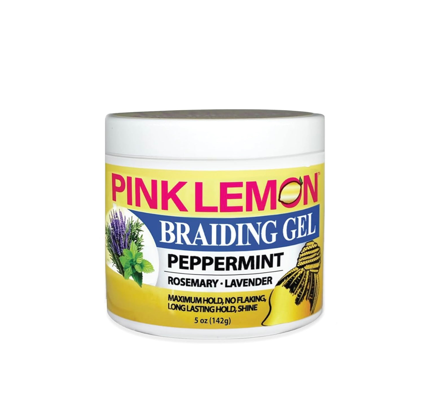 Pink Lemon Braiding Gel Peppermint Rosemary Lavender 5oz