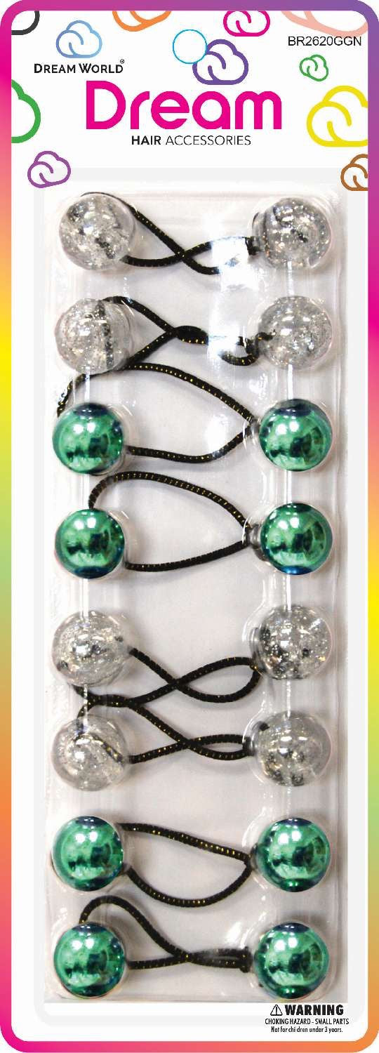 DREAM P/T 20MM 10PC GLITTER GREEN ASSORTED
