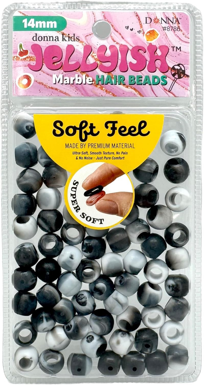 Donna Jellyish Silicone Hair Beads Marble Black 14mm