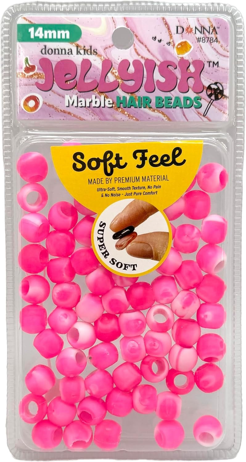 Donna Jellyish Silicone Hair Beads Marble Pink 14mm
