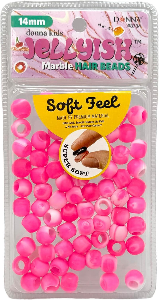 Donna Jellyish Silicone Hair Beads Marble Pink 14mm