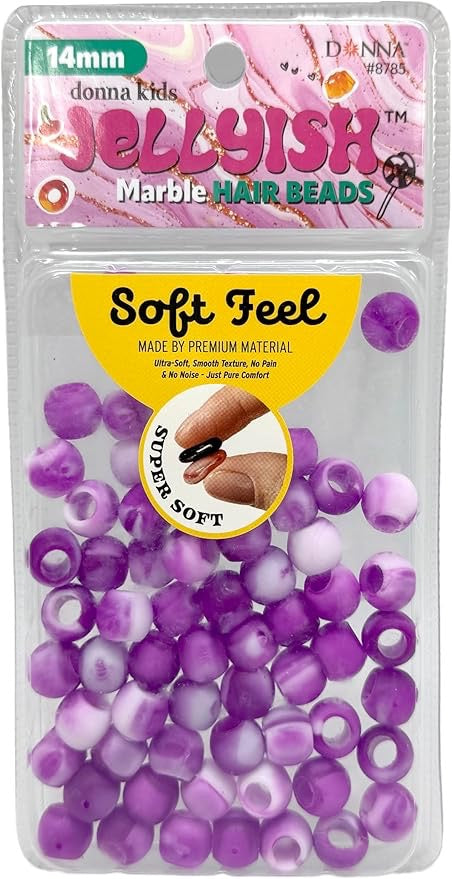 Donna Jellyish Silicone Hair Beads Marble Lavender 14mm