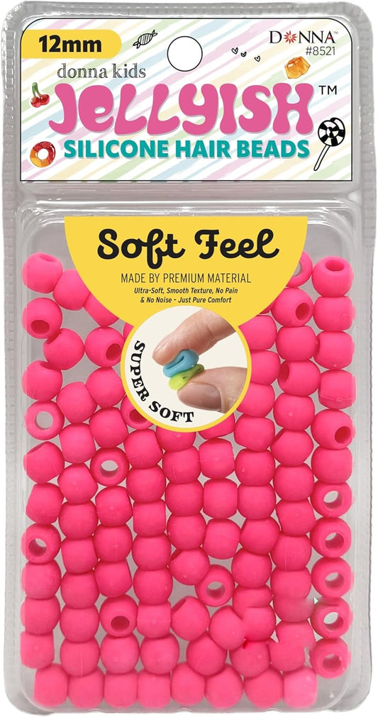 Donna Jellyish Silicone Hair Beads Small Hot Pink 12mm