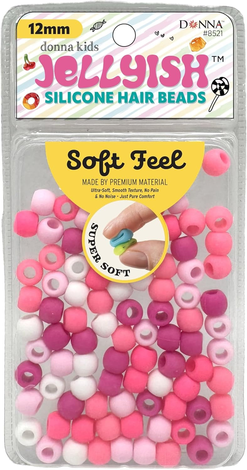 Donna Jellyish Silicone Hair Beads Small Pink Mix 12mm