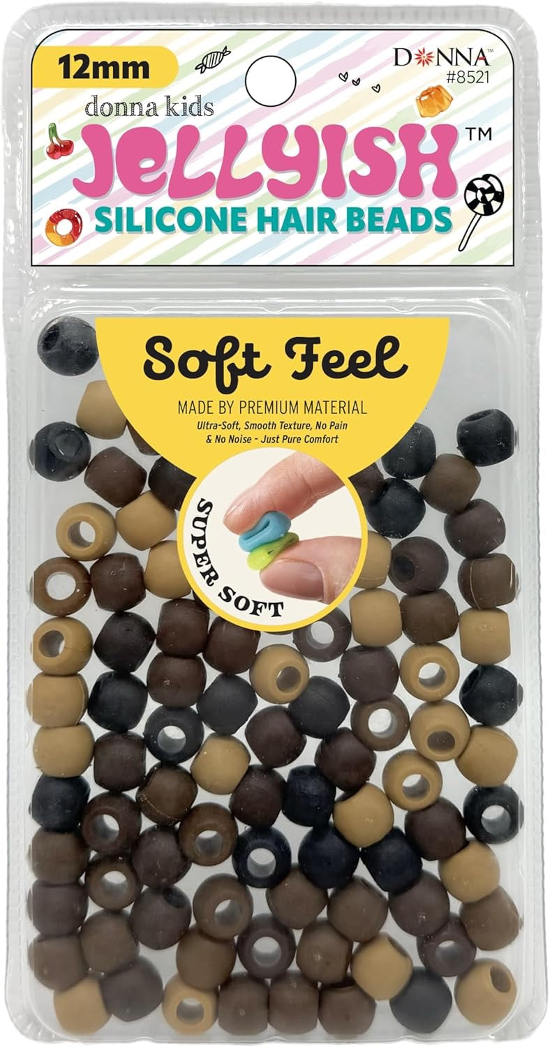 Donna Jellyish Silicone Hair Beads Small Brown Mix 12mm