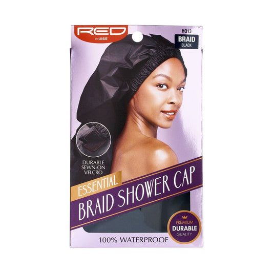 RED Essential Braid Shower Cap Extra Long Black