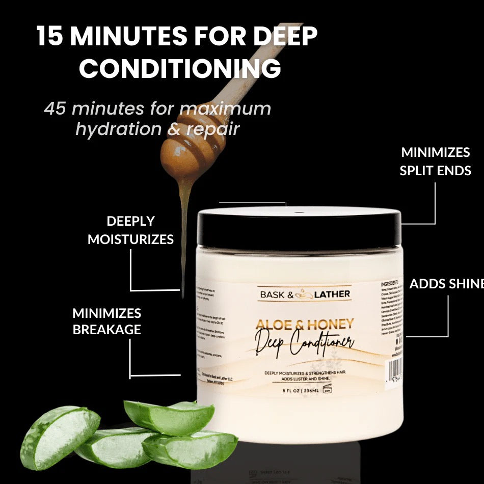 Bask & Lather Aloe and Honey Deep Conditioner 8 oz