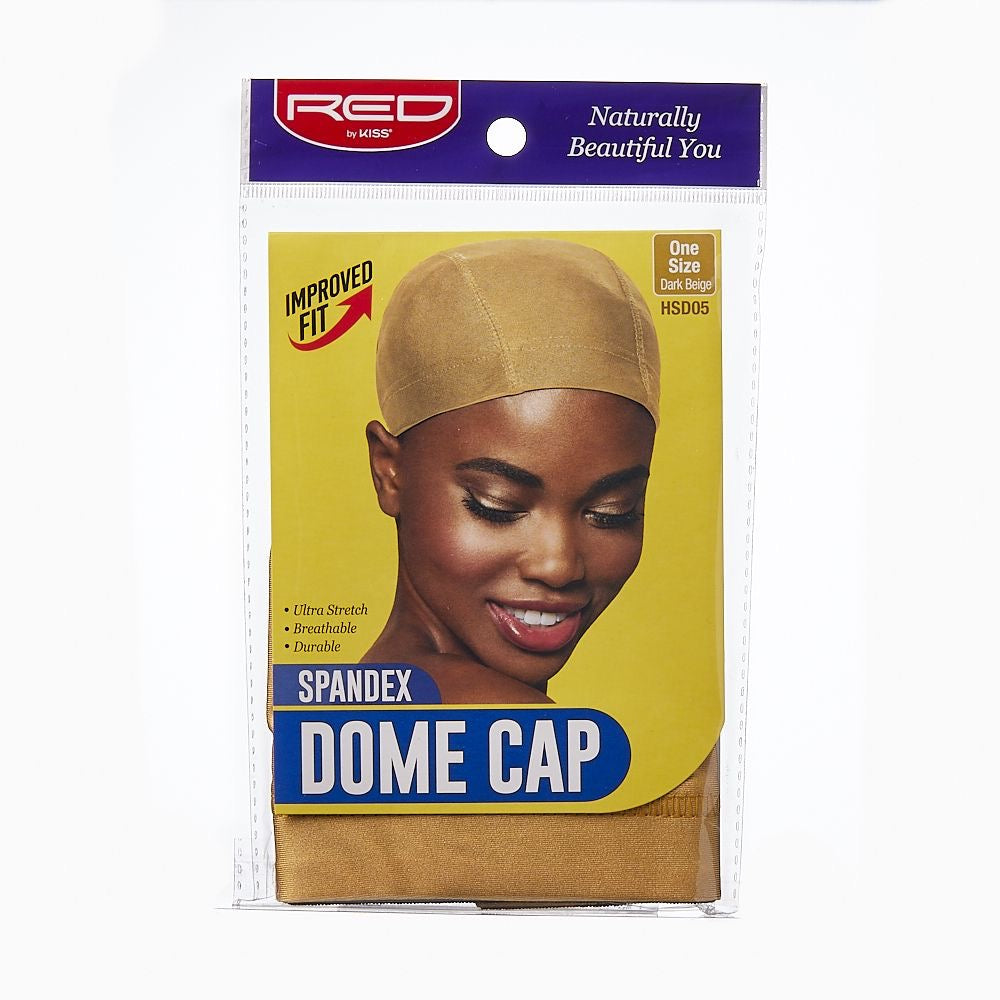 RED Spandex Dome Cap Dark Beige