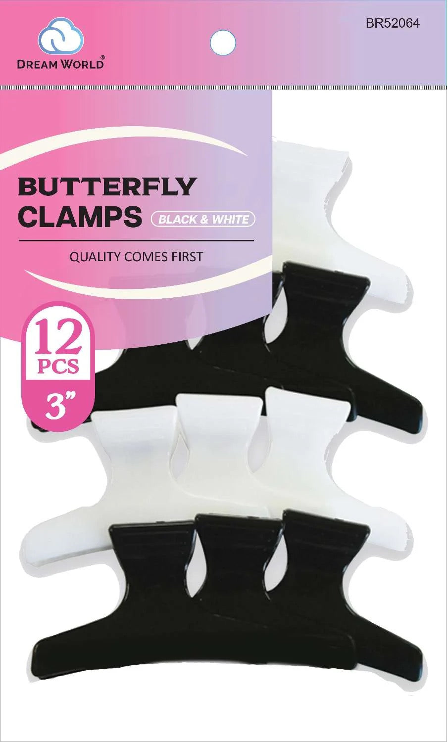 Dream Clip Butterfly Clamp 3" Black and White (Copy)