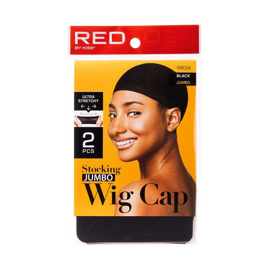 RED Wig Cap Jumbo 2 pcs Black