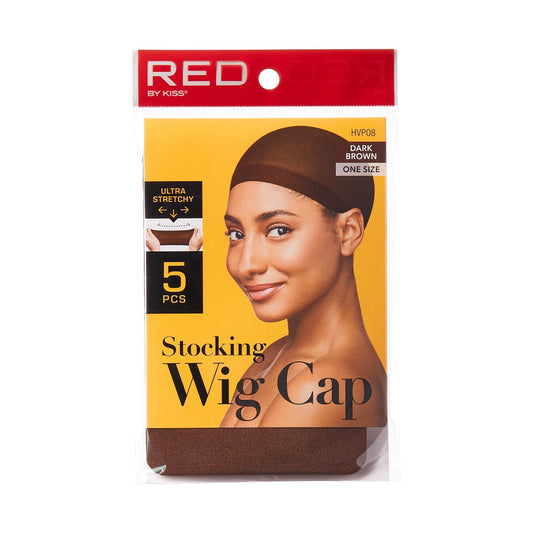 RED Wig Cap 5 pcs Dark Brown