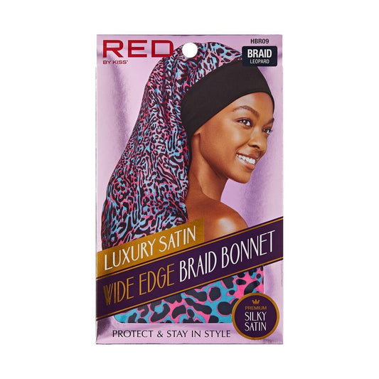 RED Wide Edge Braid Bonnet Leopard