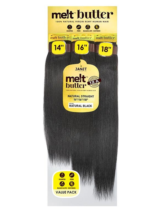 Janet Melt Butter Natural Silky Straight 3pcs