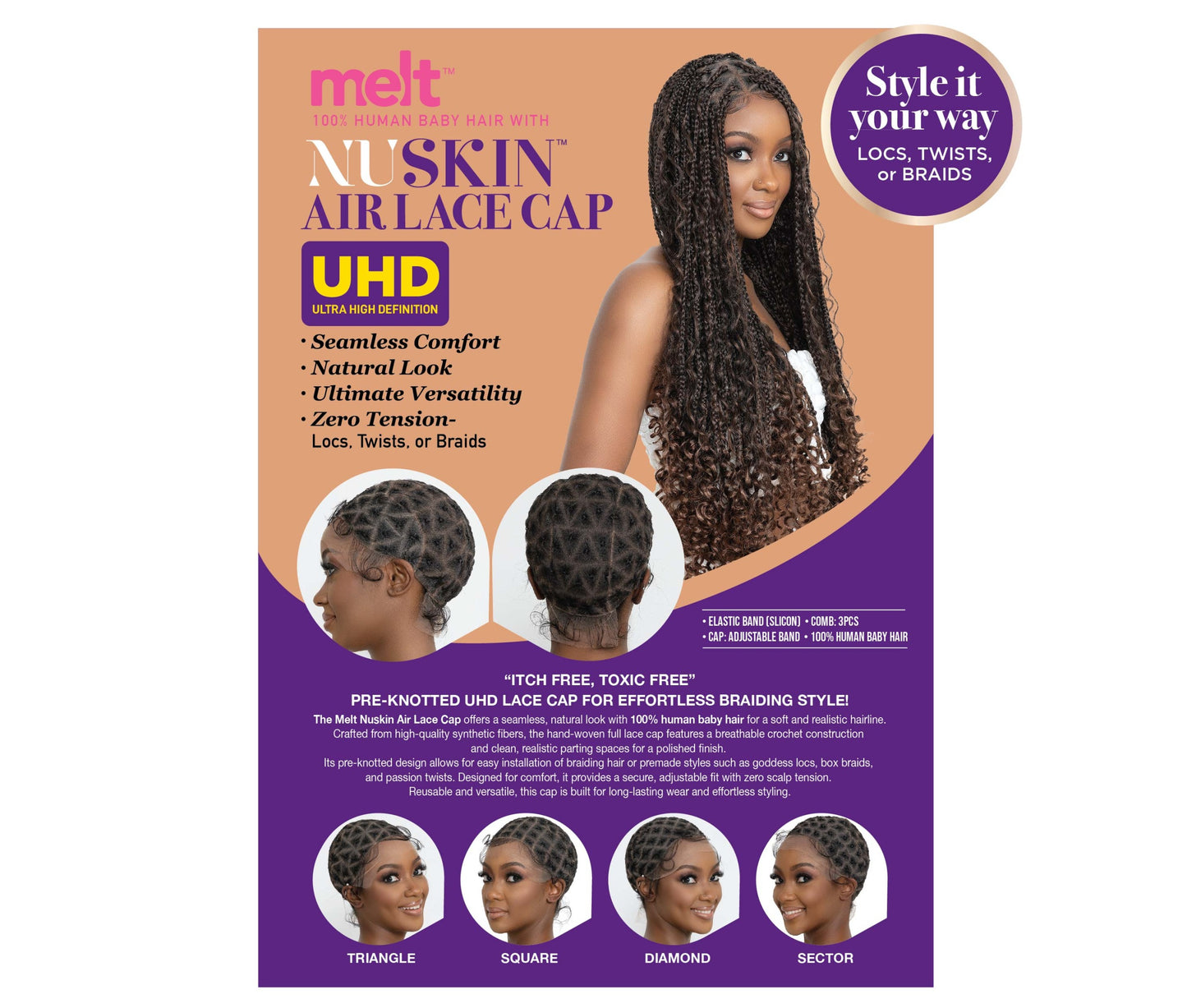 Janet Melt Nuskin Air Lace Cap- Sector