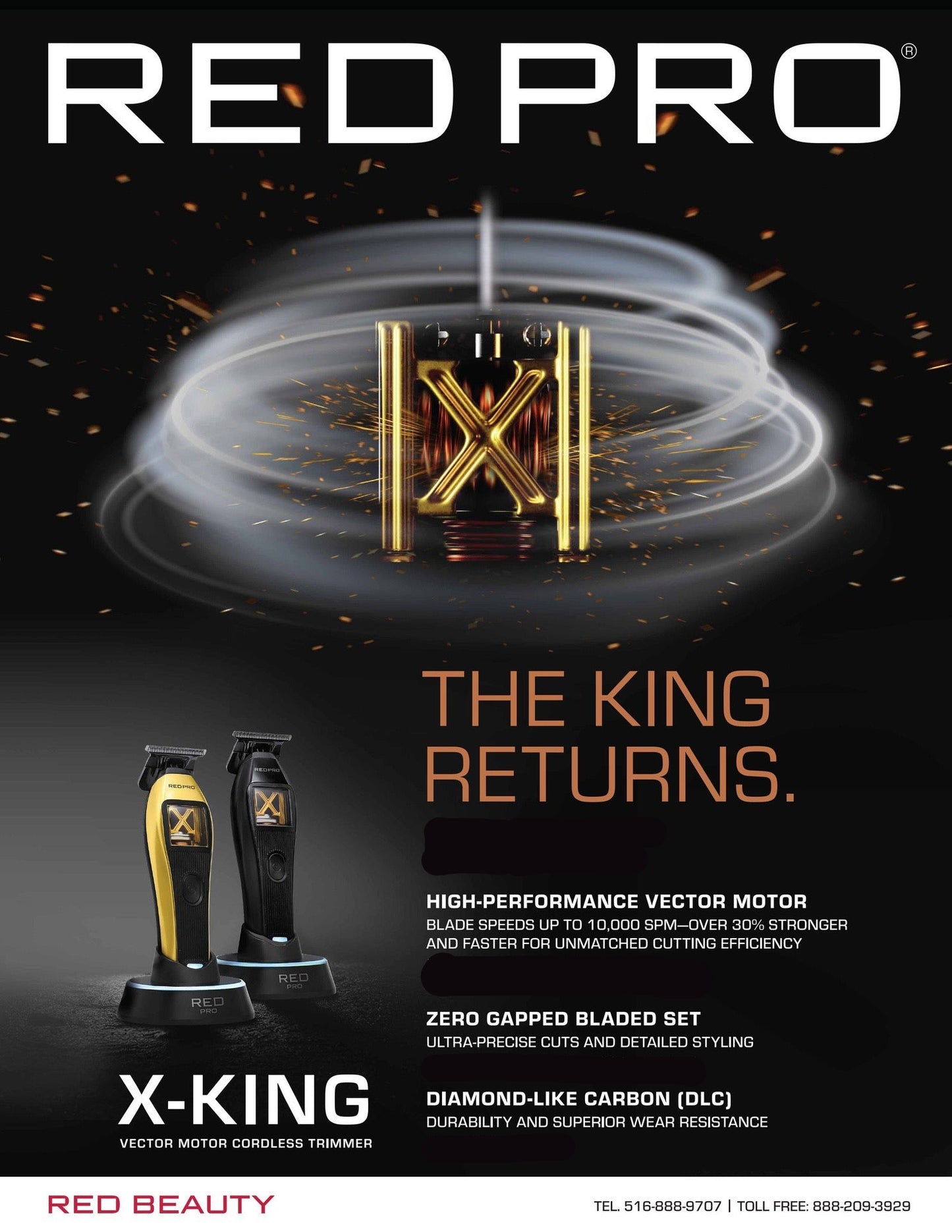 RED Pro X-King Vector Cordless Trimmer - Gold