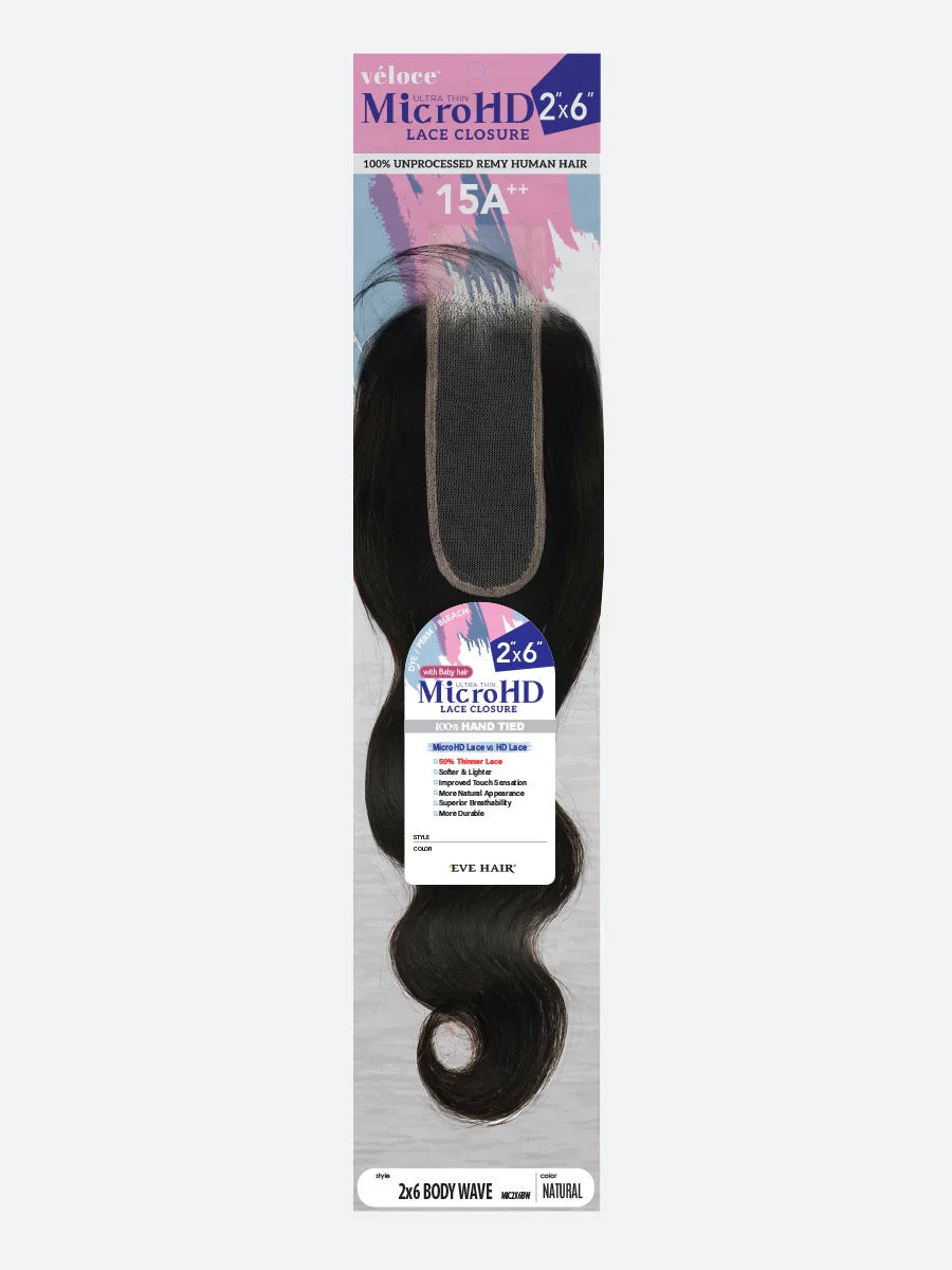 EVE Veloce 2X6 Micro HD Closure Body Wave