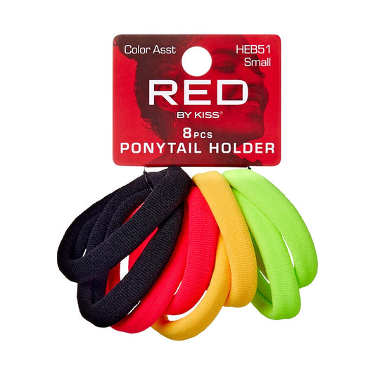 RED Ponytail Holder Small 8 pcs Assorted Neon Color