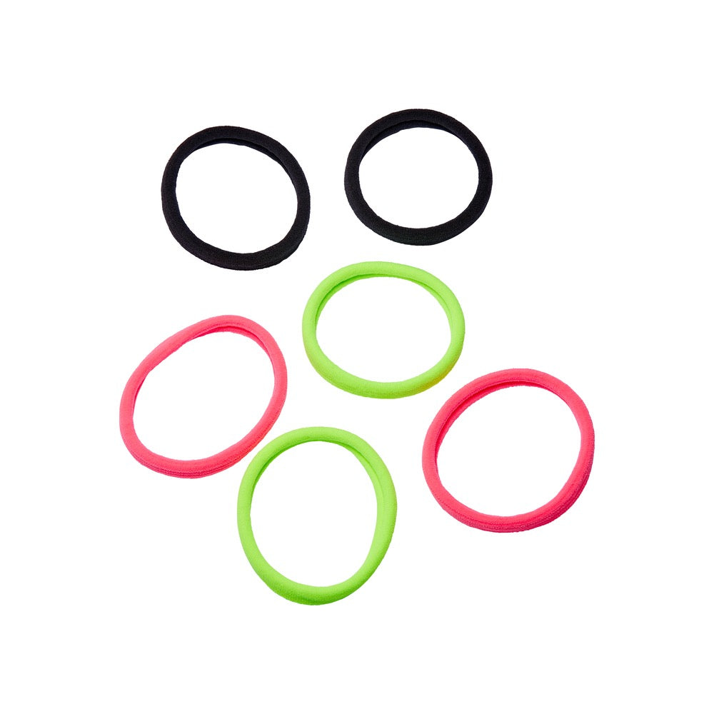 RED Ponytail Holder Medium 6pcs Assorted Neon Color