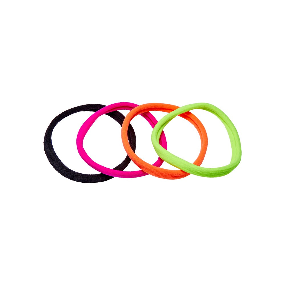 RED Ponytail Holder Large 4pcs Assorted Neon Color