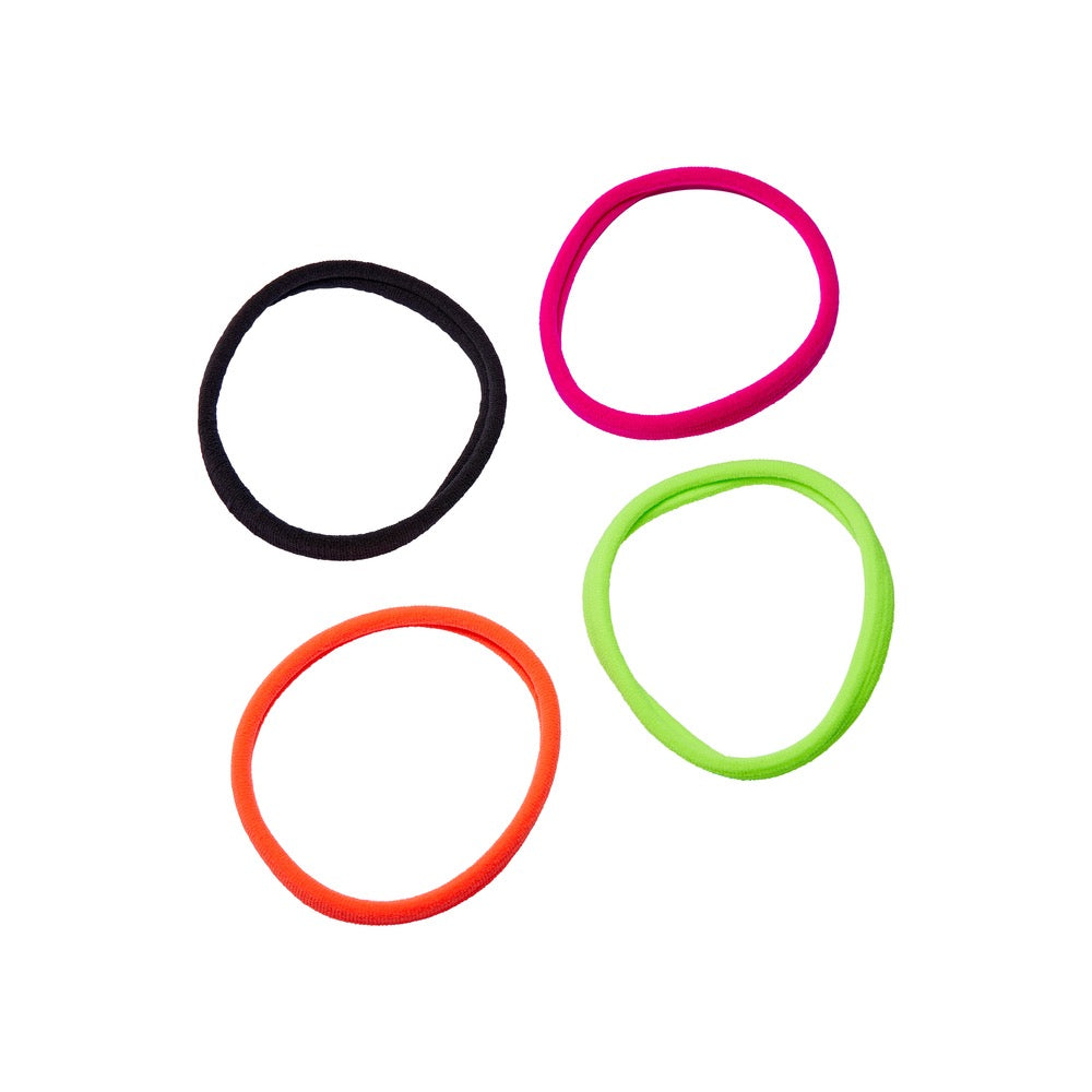 RED Ponytail Holder Large 4pcs Assorted Neon Color