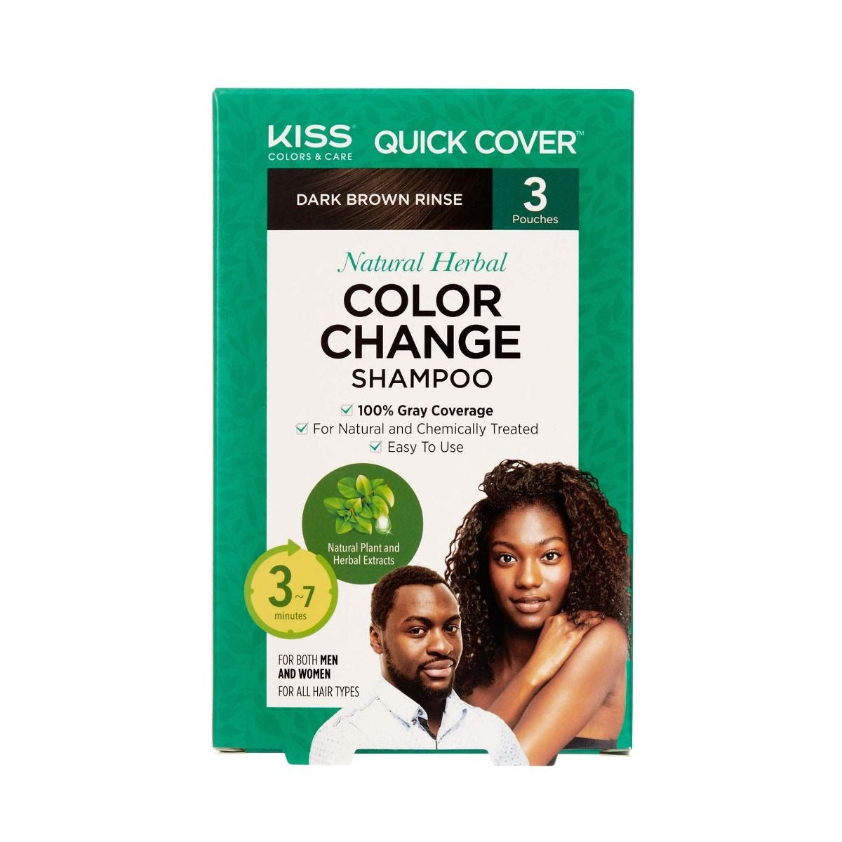 KISS Color Change Shampoo 3 Pouches Dark Brown