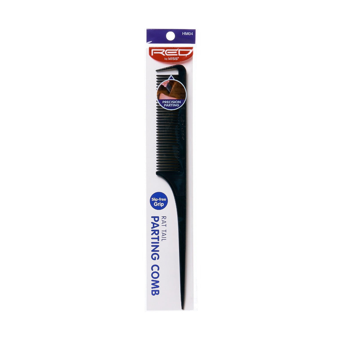 Red Parting Rat Tail Comb Black