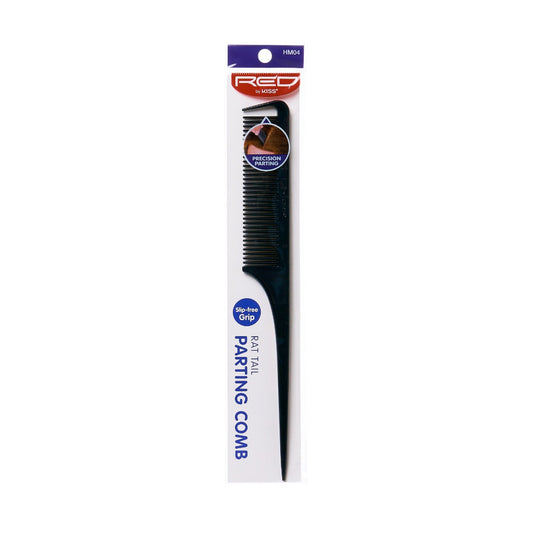 Red Parting Rat Tail Comb Black