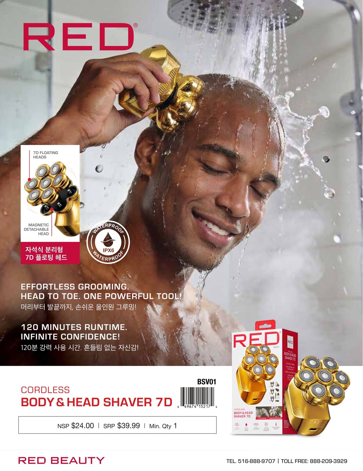 RED Cordless Head and Body Shaver 7D