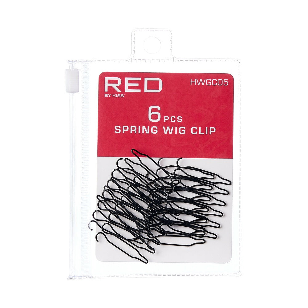 RED Spring Wig Clips 6 pcs Black