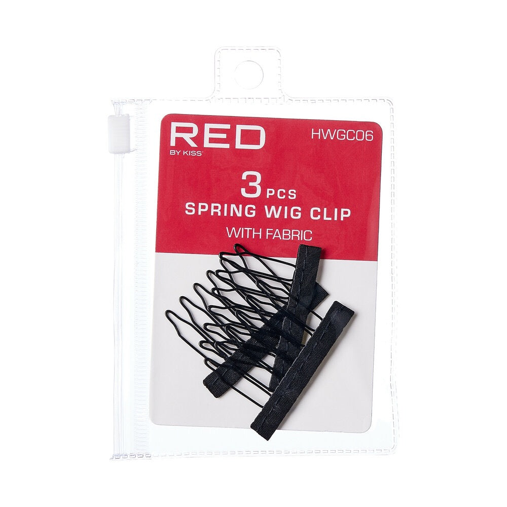 RED Spring Wig Clip With Fabric 3 pcs Black