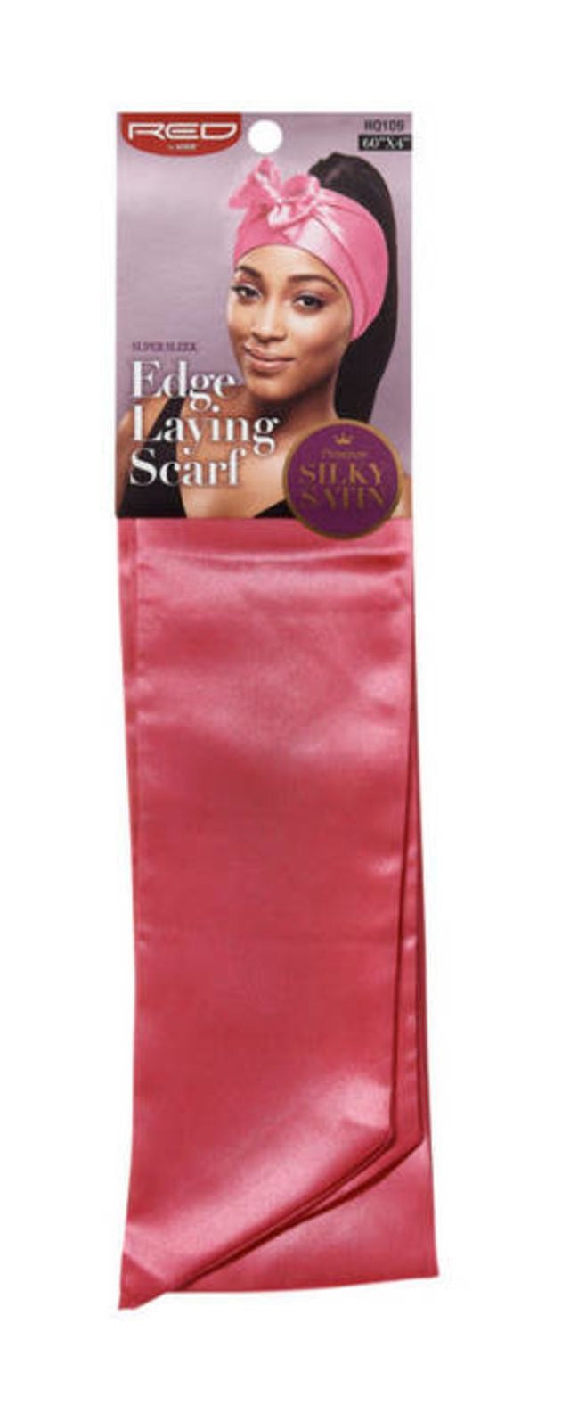 Red Silky Satin Edge Scarf Pink