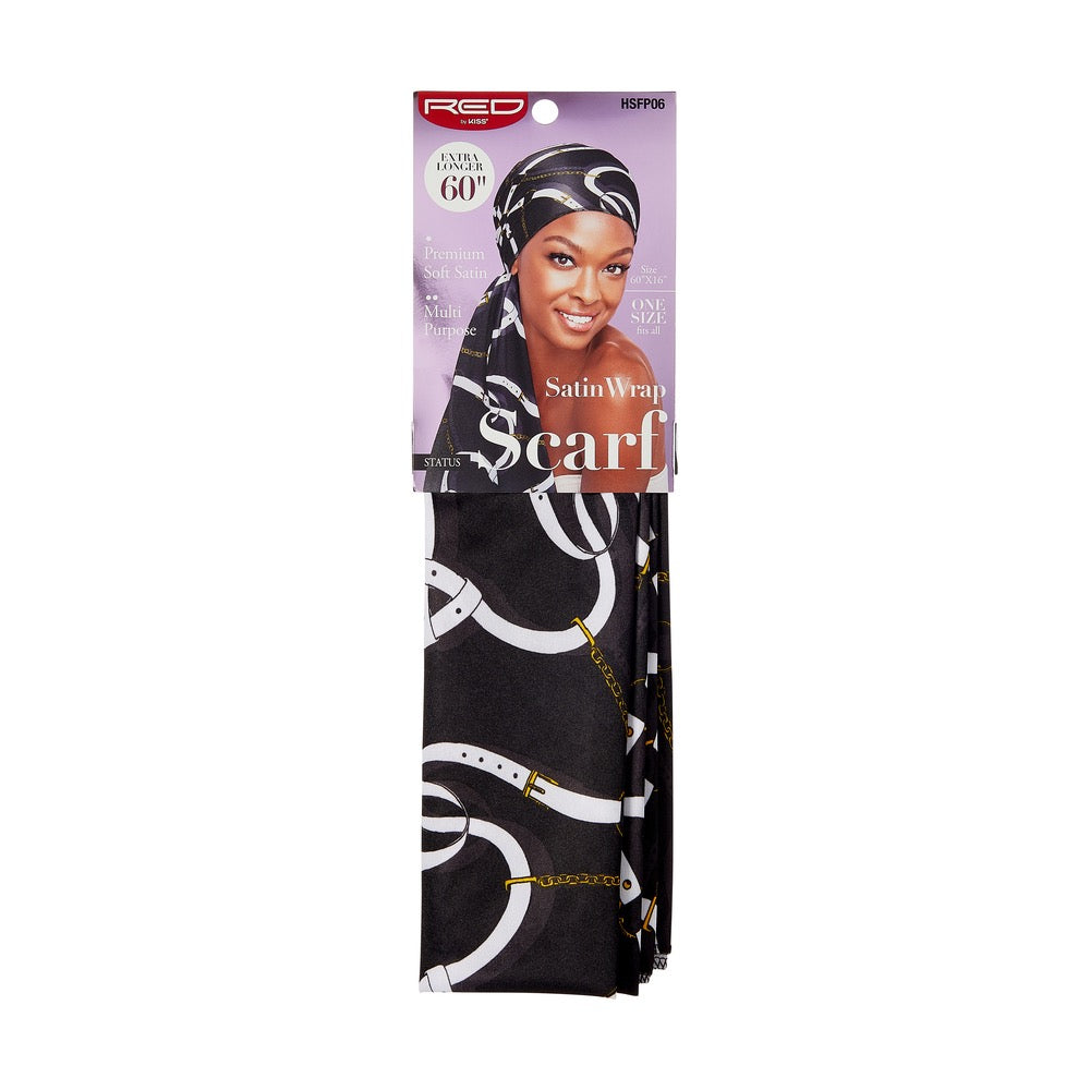 RED Woven Silky Satin Wrap Scarf - Status