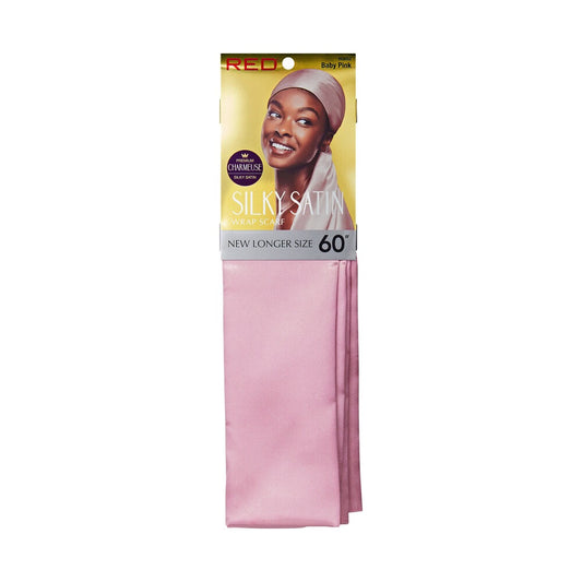 RED Woven Silky Satin Wrap Scarf - Baby Pink
