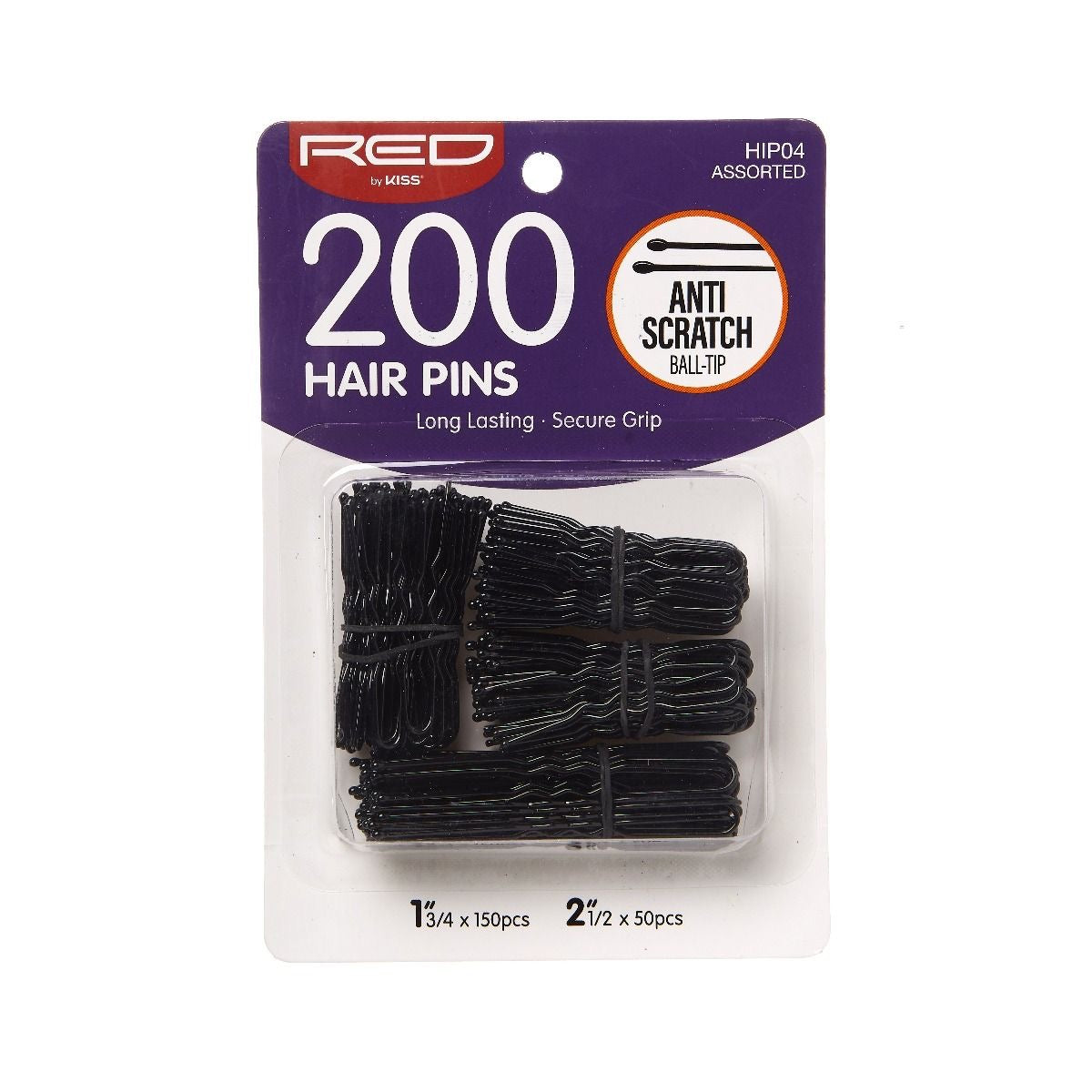 RED Hair Pins Assorted Length 200 Count Black