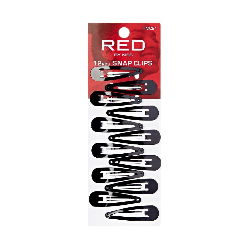 RED Hair Snap Spring Clips 12 pcs Black