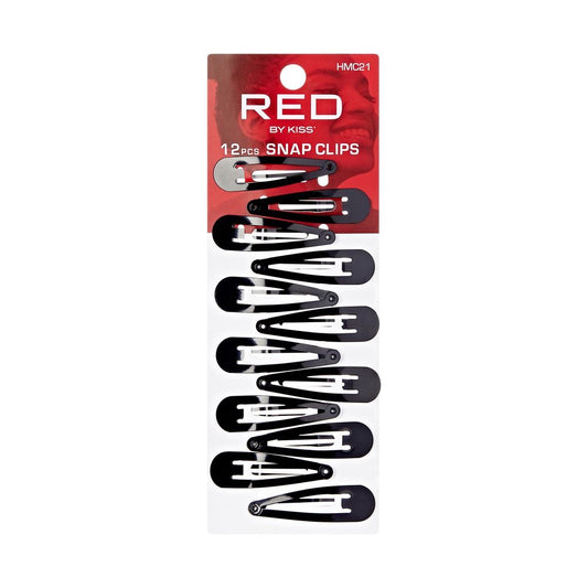 RED Hair Snap Spring Clips 12 pcs Black