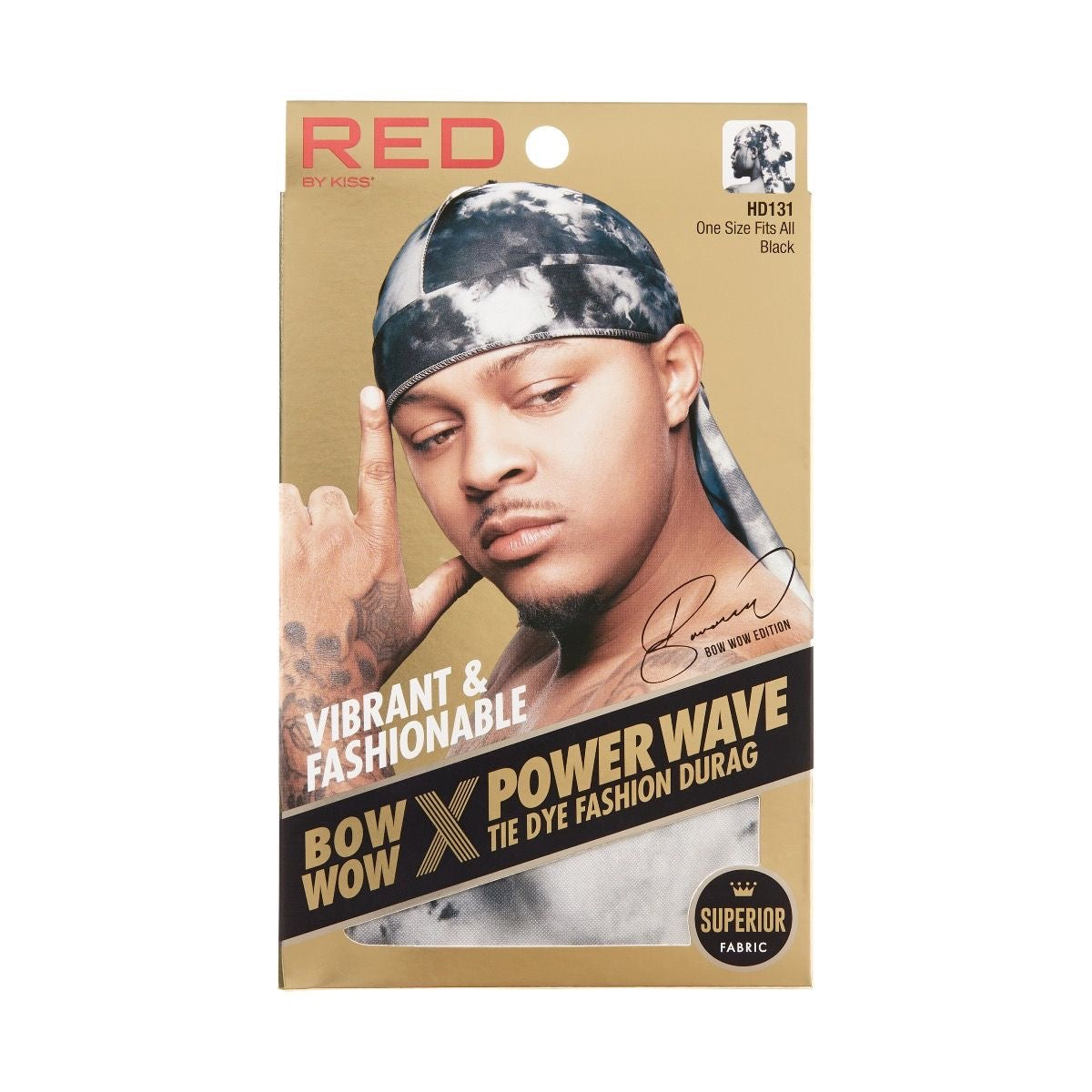 RED Power Wave Tie Dye Durag Black