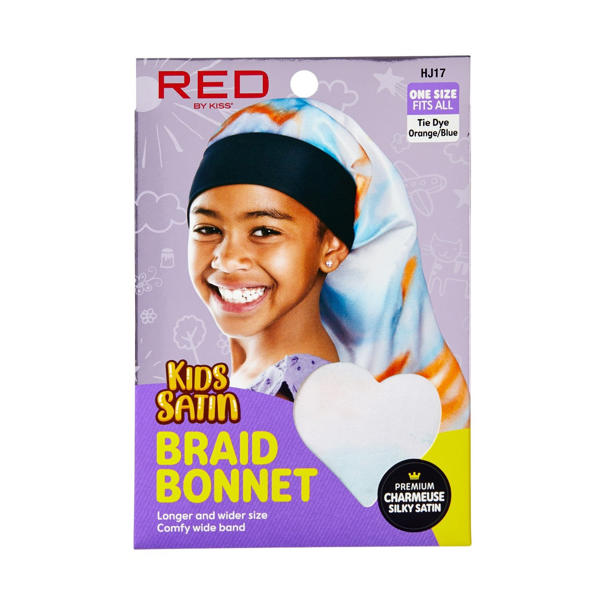 RED Kids Satin Braid Bonnet Tie Dye 1