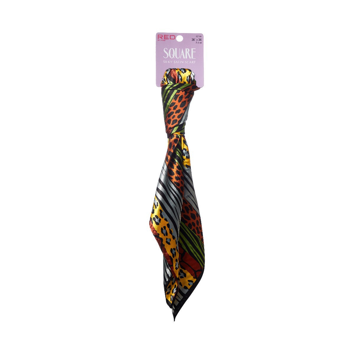 RED Woven Silky Satin Square Scarf - Animal