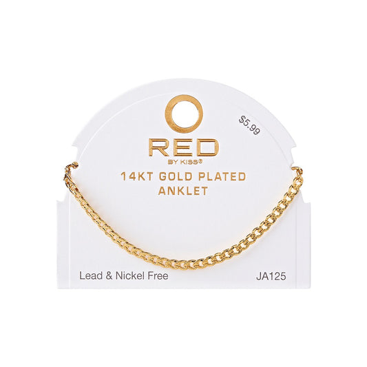 RED Gold Chain Anklet - Curb TX 4mm